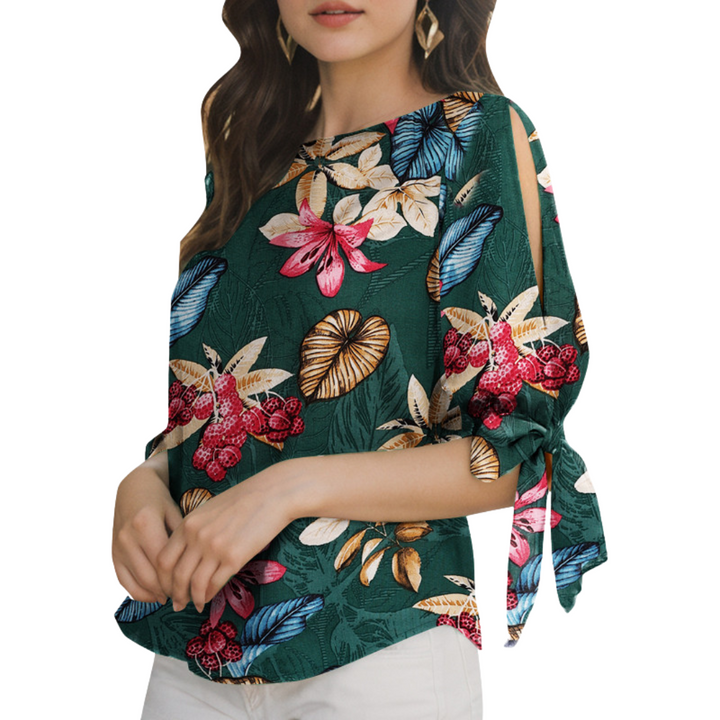 Eveline | Polka Dot Half-Sleeve Blouse Tied Cuffs