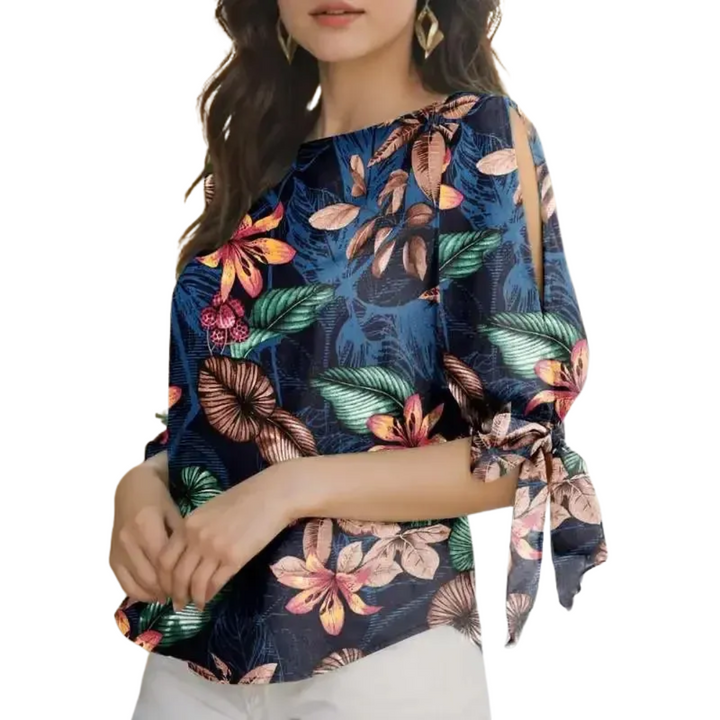 Eveline | Polka Dot Half-Sleeve Blouse Tied Cuffs