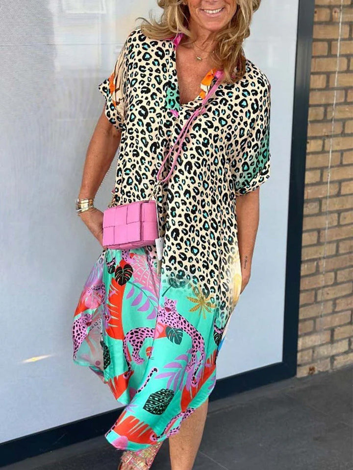 Celia™ | Mixed Print Midi Dress