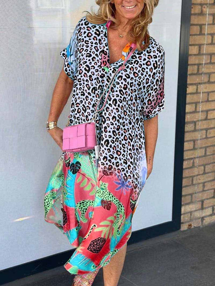 Celia™ | Mixed Print Midi Dress