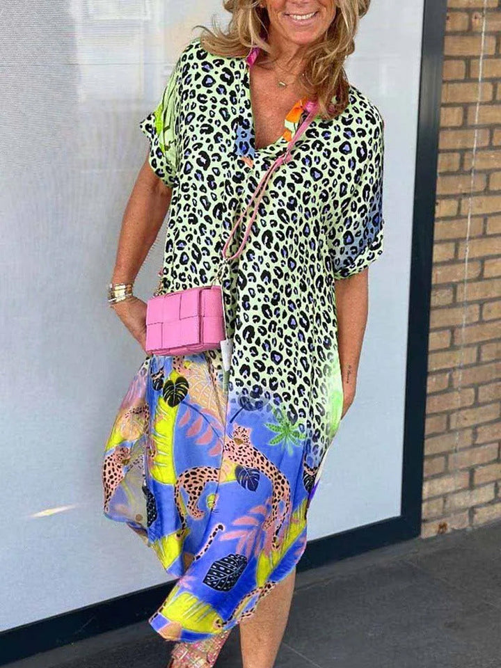 Celia™ | Mixed Print Midi Dress