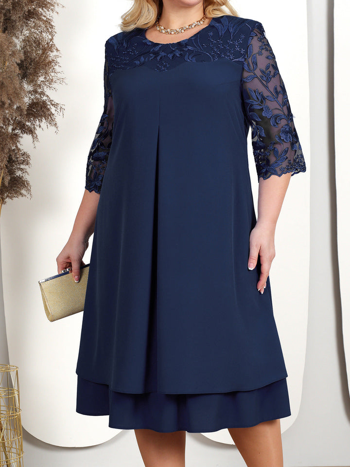Bellara™ | Lace-Shoulder Cotton Midi Dress