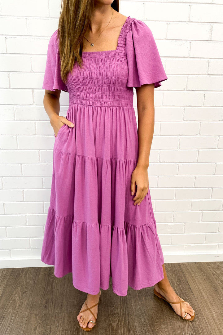 Celestine | Feminine Off-Shoulder Midi Dress