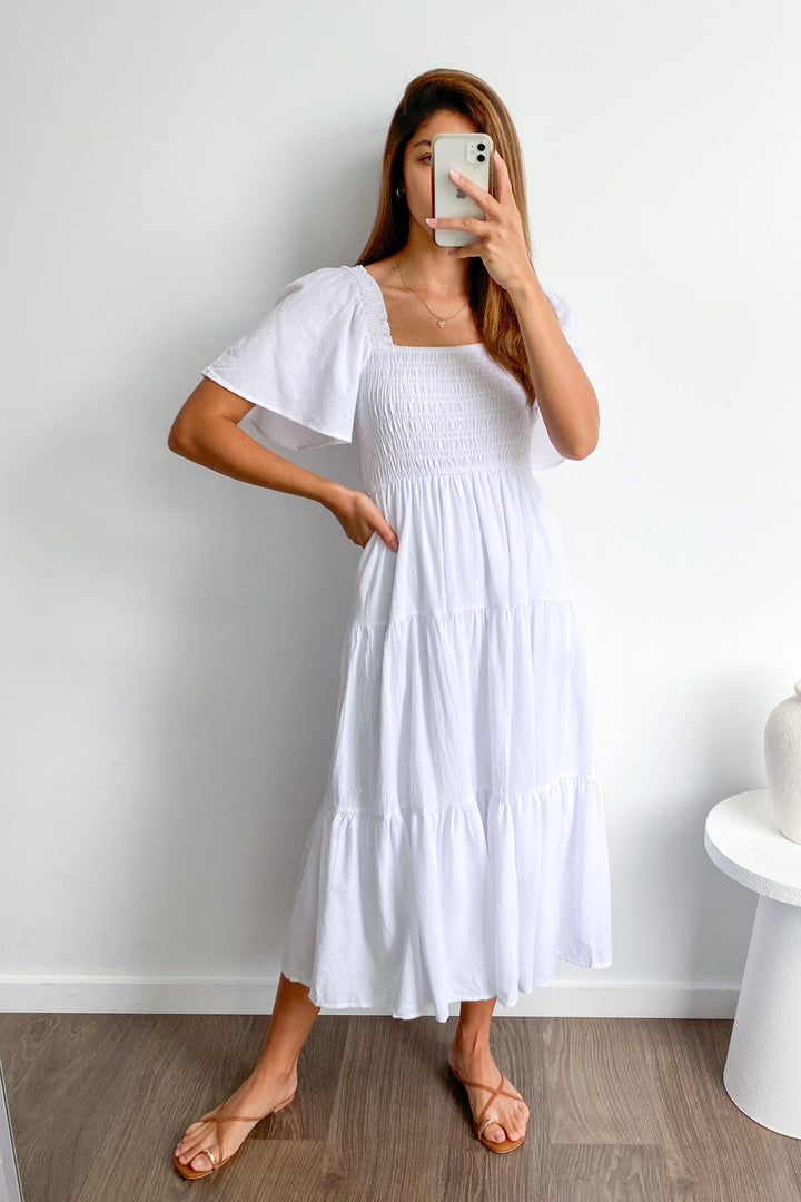 Celestine | Feminine Off-Shoulder Midi Dress