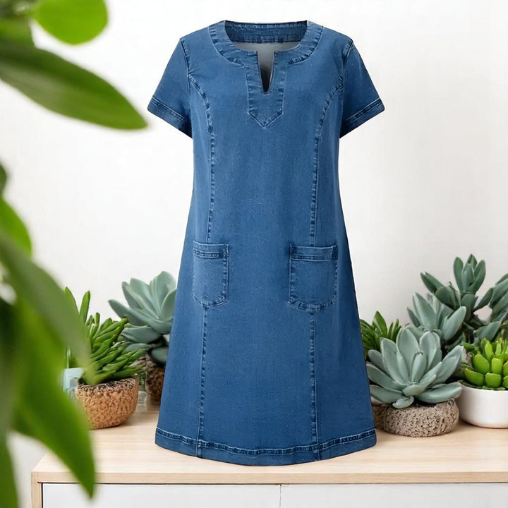 Ella™ | Soft Denim Dress with Front Pockets