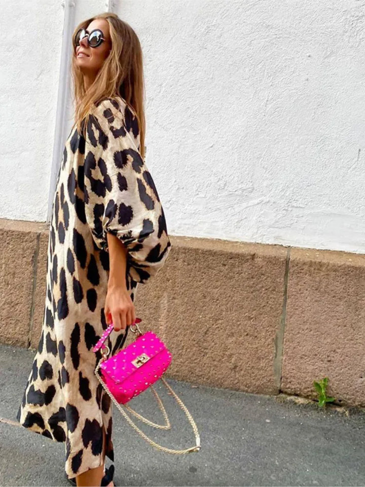 Rose | Luxe Leopard Print Midi Dress