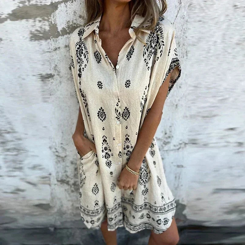 Alora | Buttoned Pocket Midi Dress