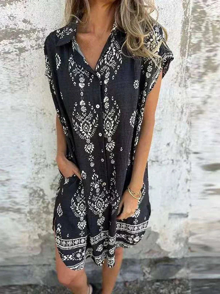 Alora | Buttoned Pocket Midi Dress