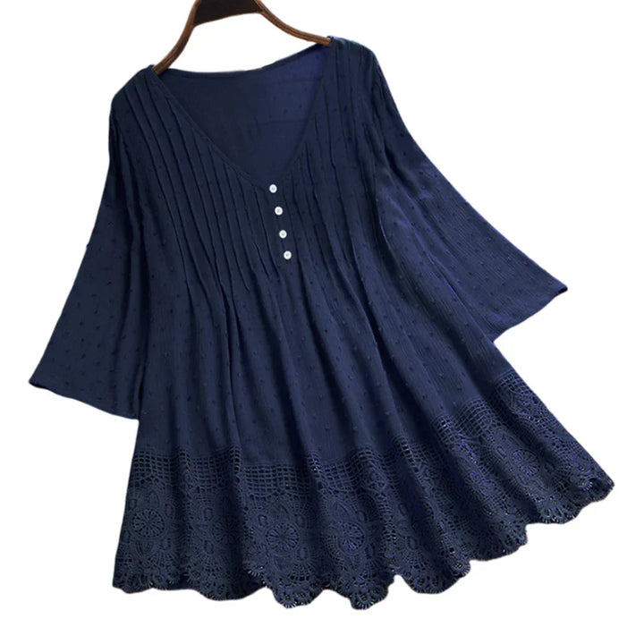 Caroline | Boho Lace Hem Blouse
