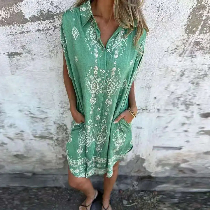 Alora | Buttoned Pocket Midi Dress