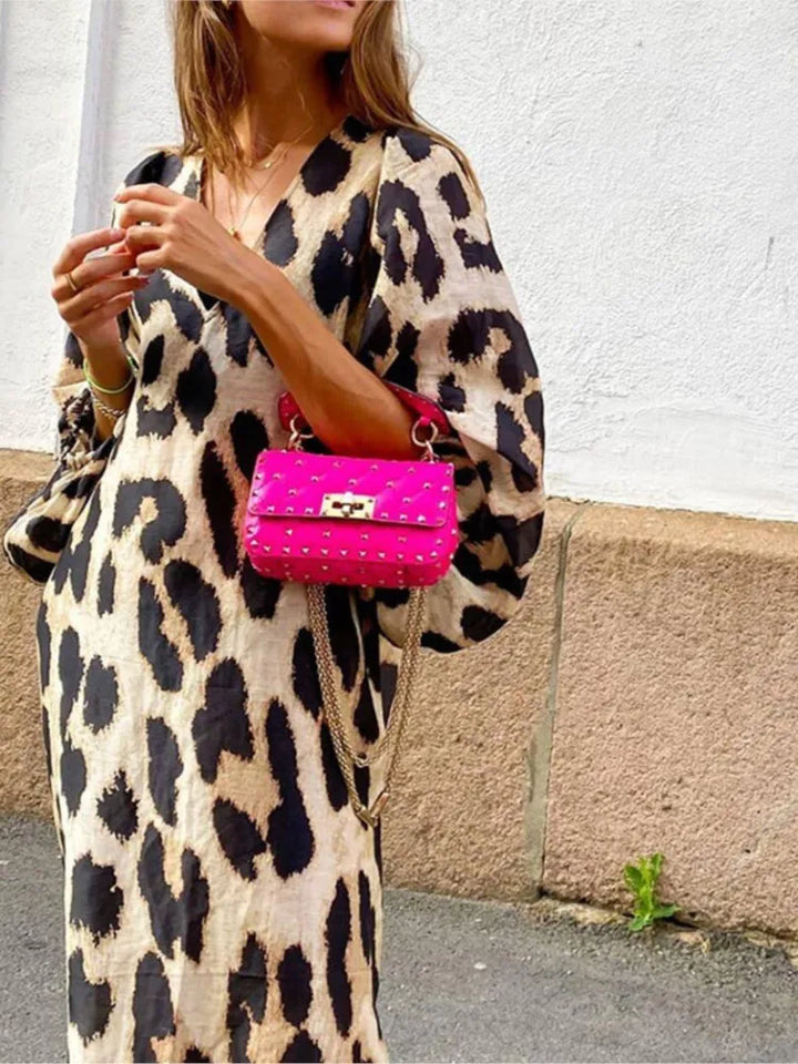 Rose | Luxe Leopard Print Midi Dress