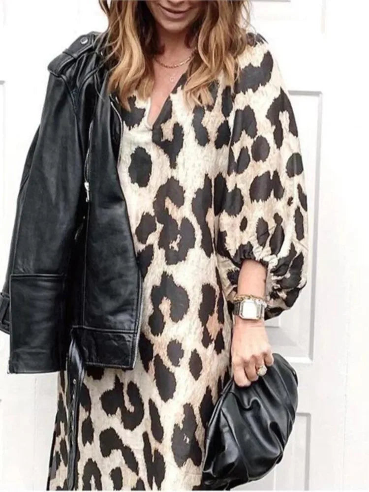 Rose | Luxe Leopard Print Midi Dress