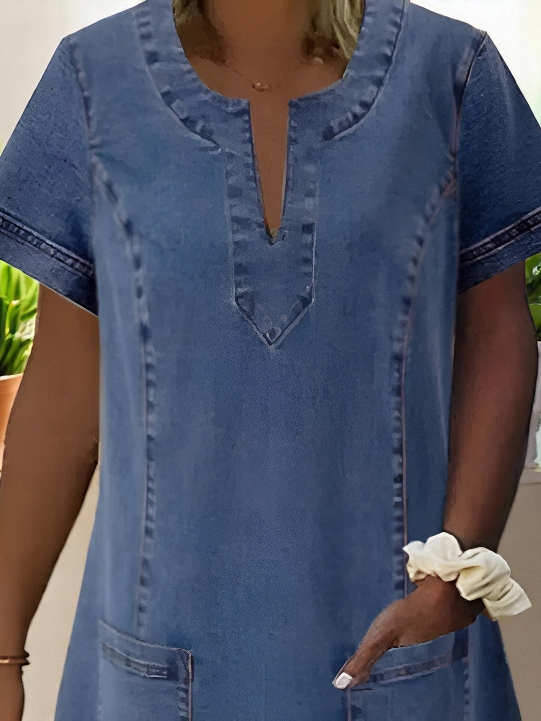 Ella™ | Soft Denim Dress with Front Pockets