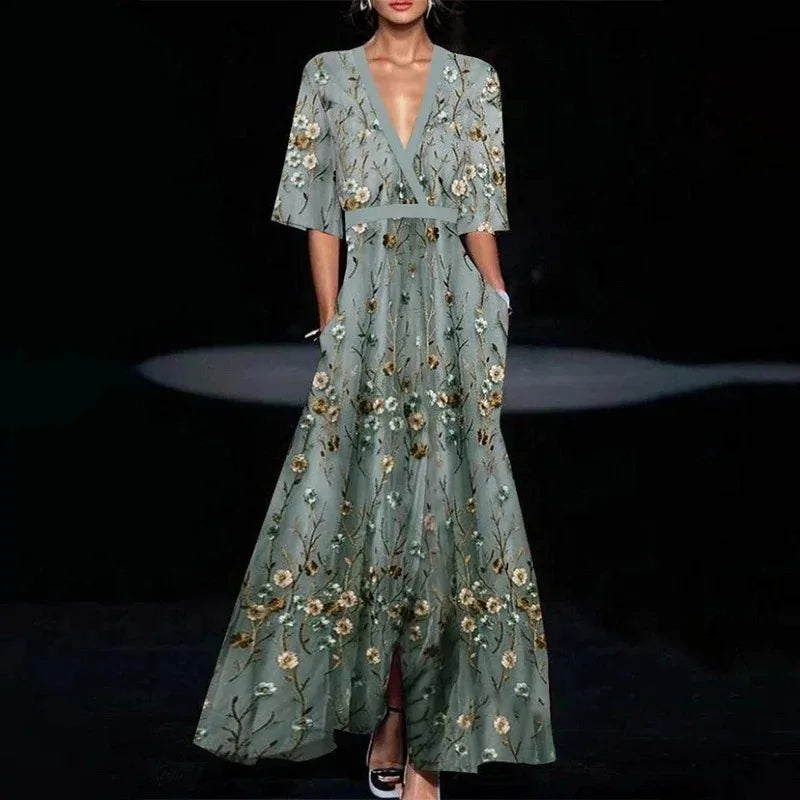 Jeneva | Elegant Maxi Dress with Floral Pattern