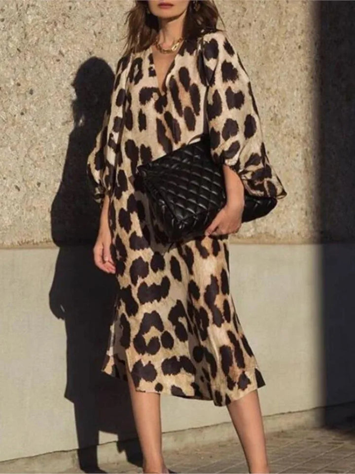 Rose | Luxe Leopard Print Midi Dress