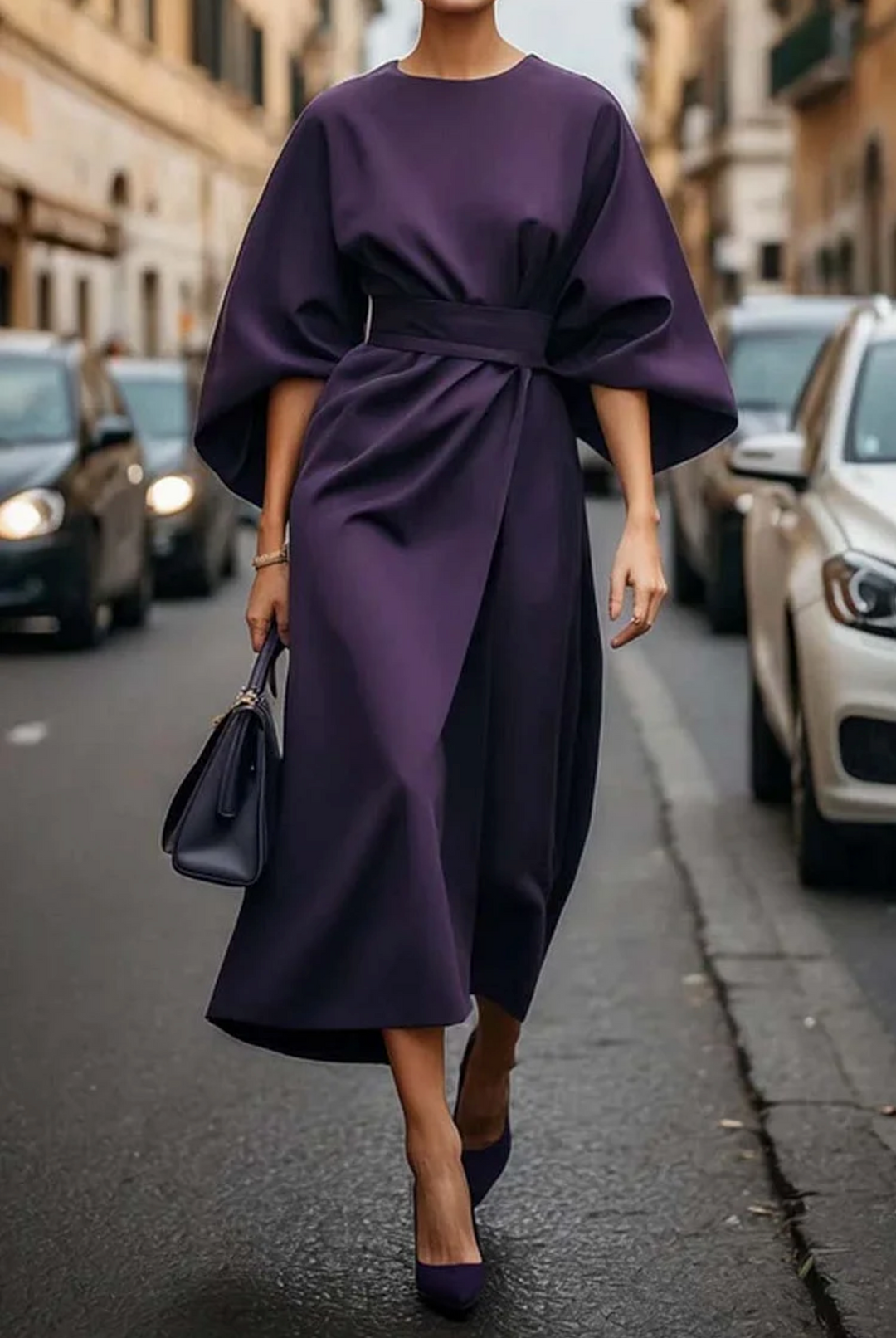 Dann Dress | Timeless Elegance with Lantern Sleeves and a Standout Belt