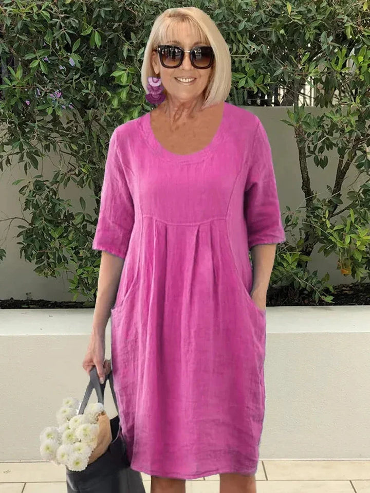 Maëlle™ | Relaxed Solid Colour Midi Tunic Dress