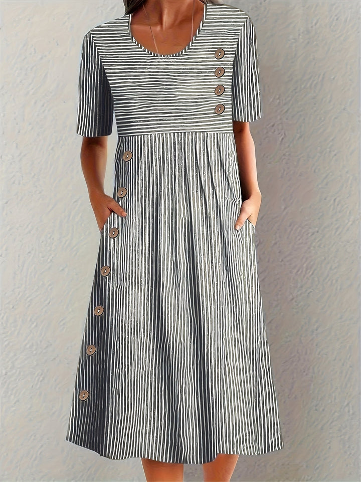Aubrey™ | Elegant Striped Summer Midi Dress