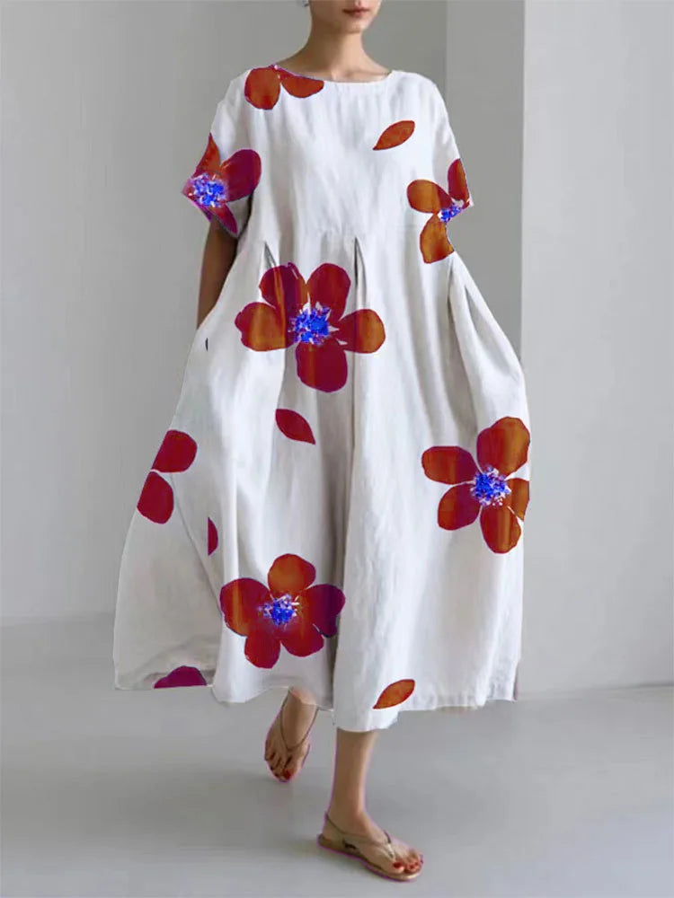 Katy's Flow Dress – Effortless Elegance with Bold Floral Art