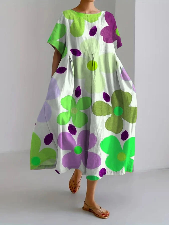 Zoey's Flow Dress – Effortless Elegance with Bold Floral Art