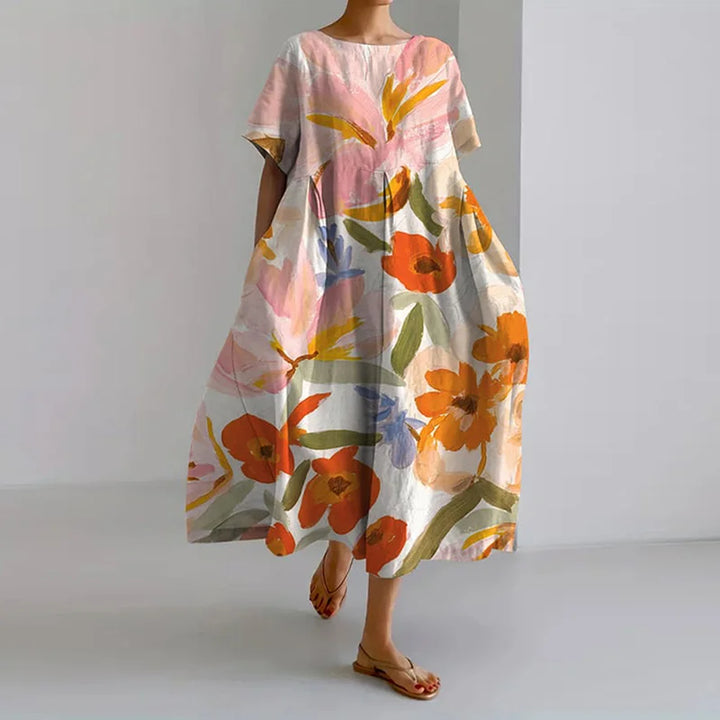 Lucy's Flow Dress – Effortless Elegance with Bold Floral Art