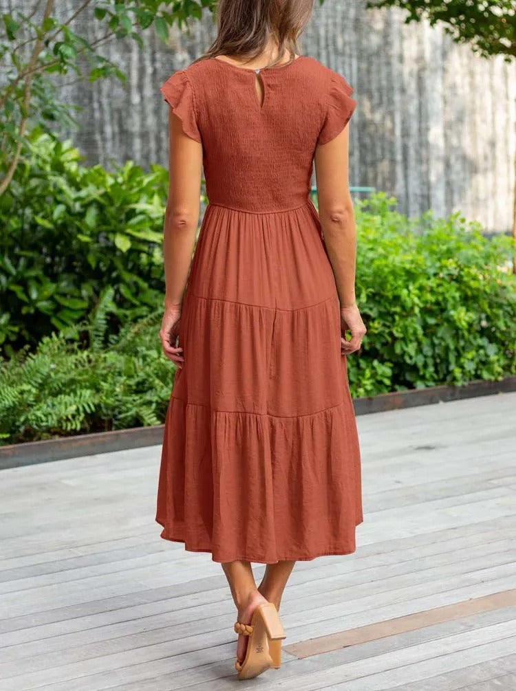Vianne | Flowy Tiered Midi Dress