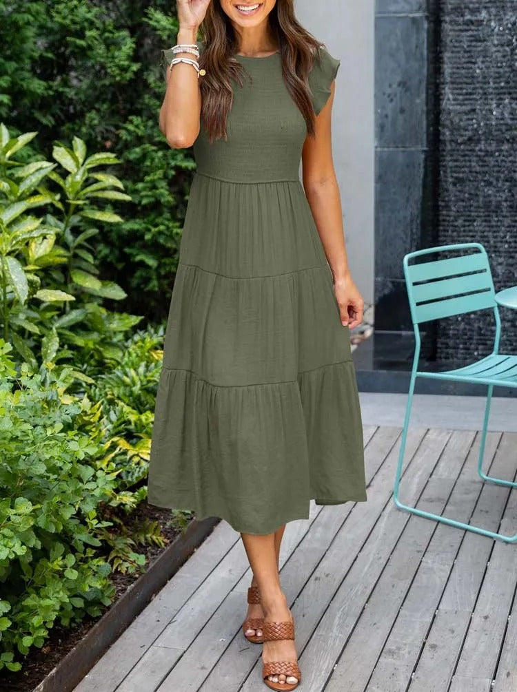 Vianne | Flowy Tiered Midi Dress