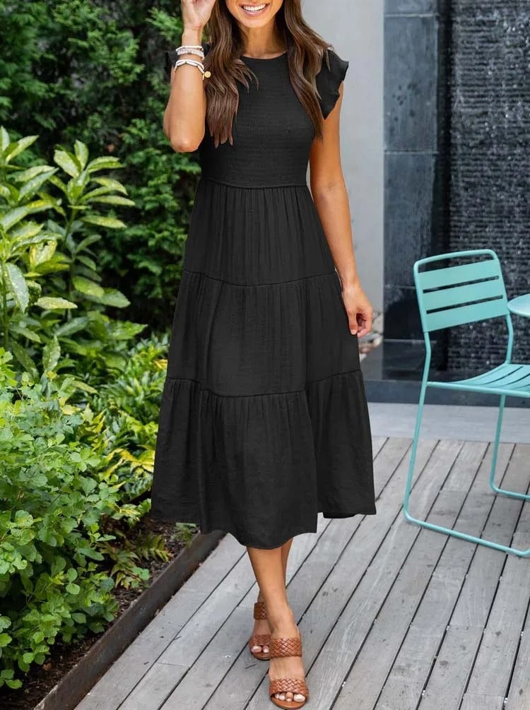 Vianne | Flowy Tiered Midi Dress