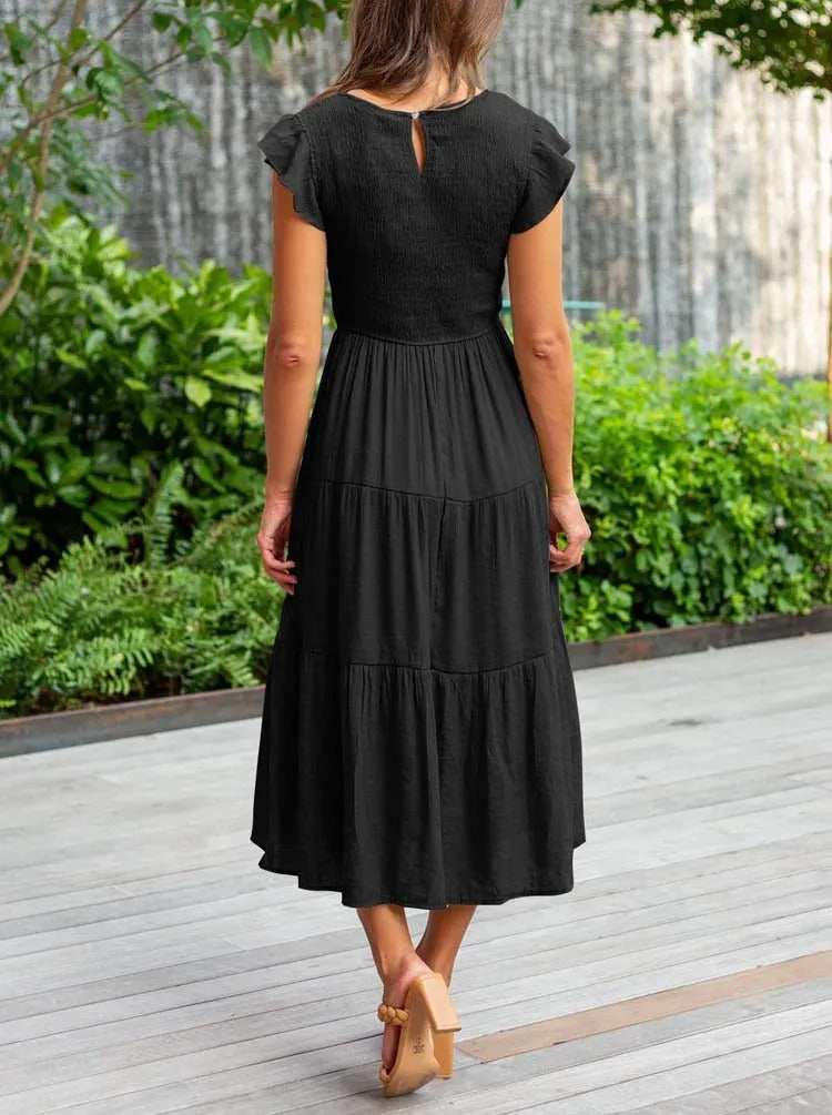 Vianne | Flowy Tiered Midi Dress