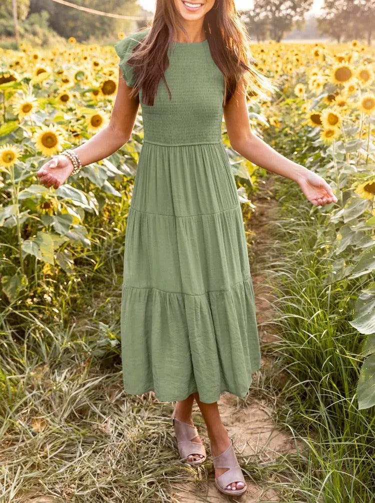 Vianne | Flowy Tiered Midi Dress