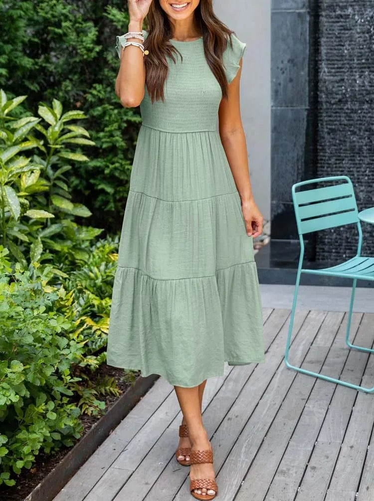 Vianne | Flowy Tiered Midi Dress