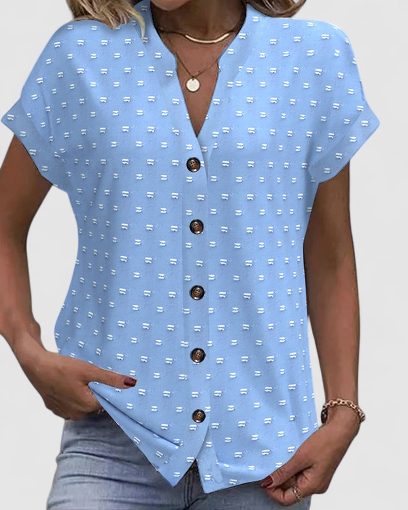 Janela | Button Down V-Neck Shirt