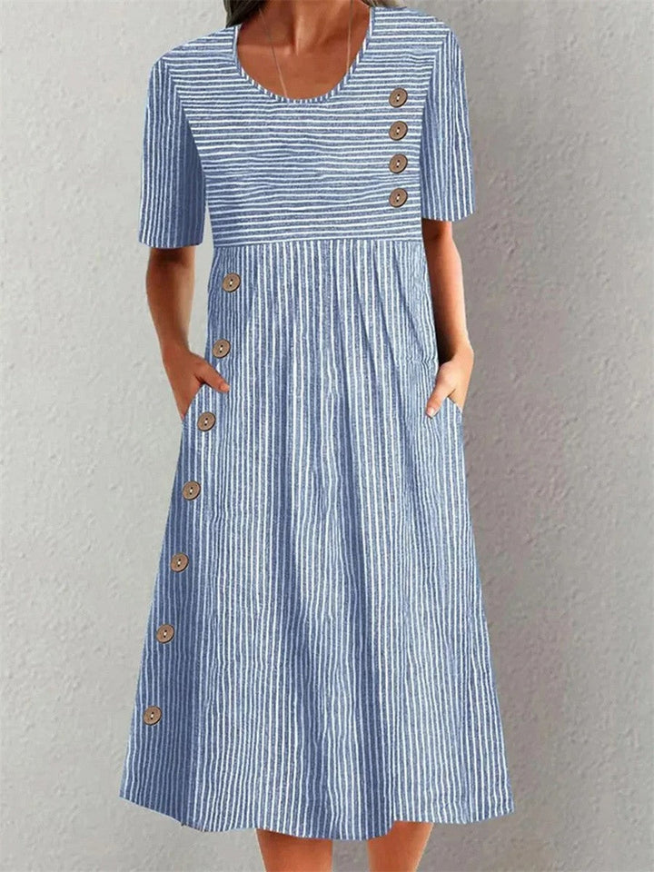 Aubrey™ | Elegant Striped Summer Midi Dress