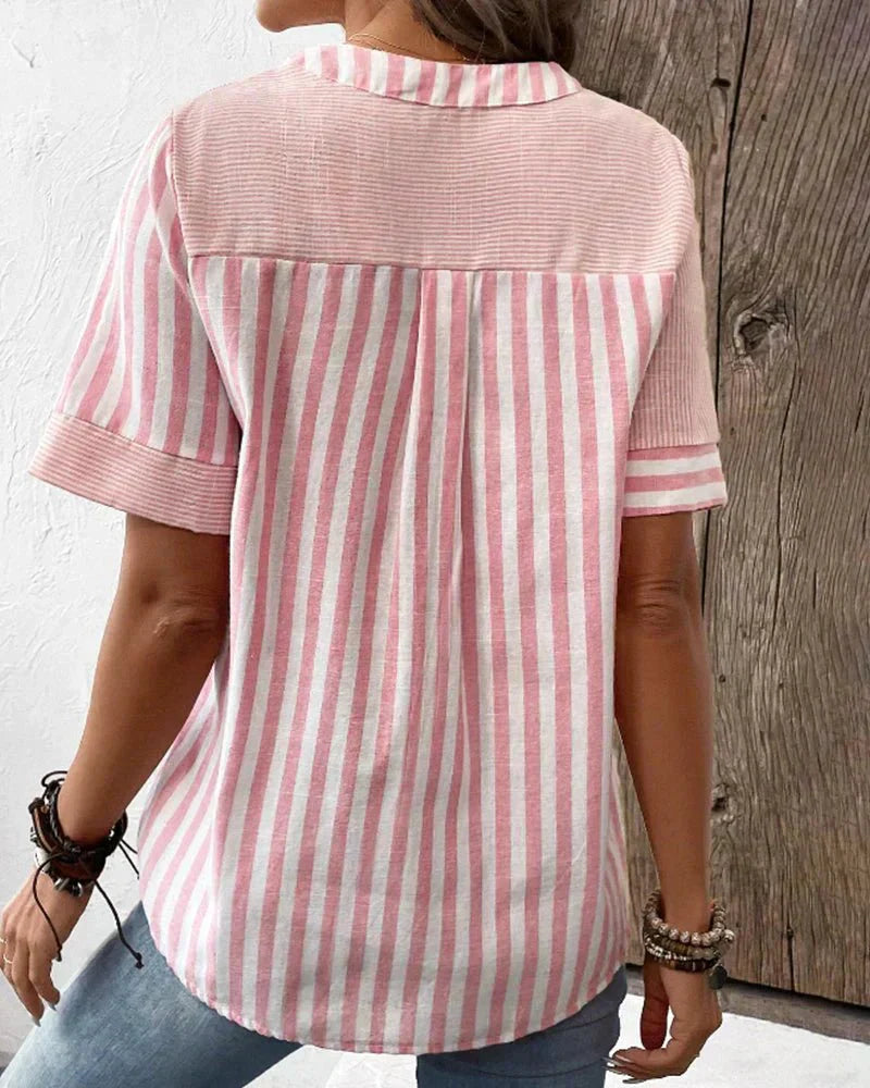 Jazzlyn | Striped Button-Up Blouse