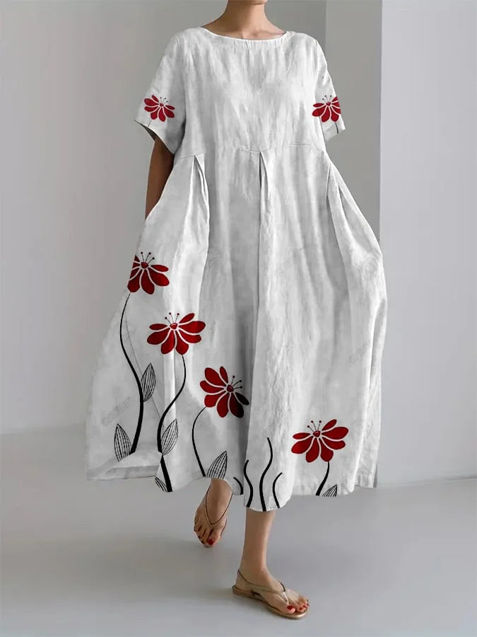Jacey's Flow Dress – Effortless Elegance with Bold Floral Art