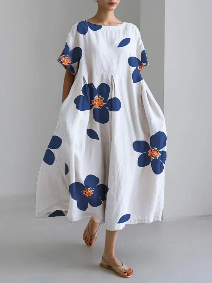 Katy's Flow Dress – Effortless Elegance with Bold Floral Art