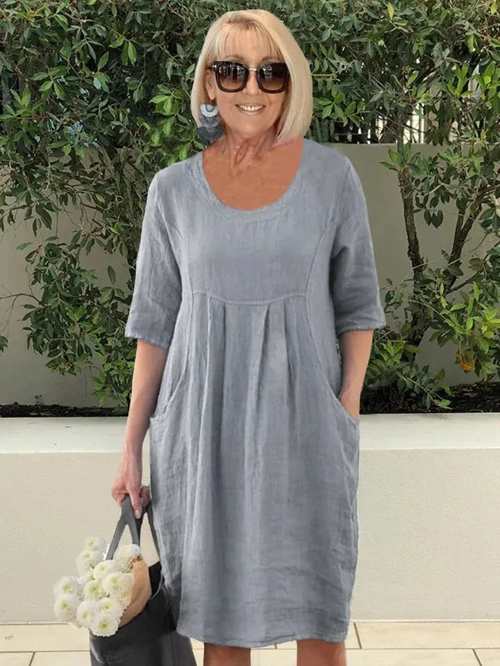 Maëlle™ | Relaxed Solid Colour Midi Tunic Dress