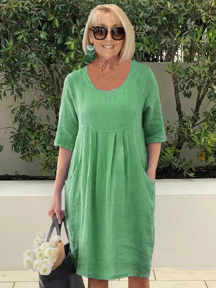 Maëlle™ | Relaxed Solid Colour Midi Tunic Dress