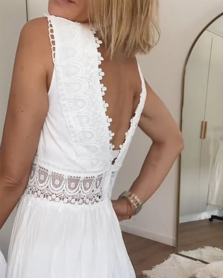 Roselina™ | Sleeveless Boho Lace Midi Dress