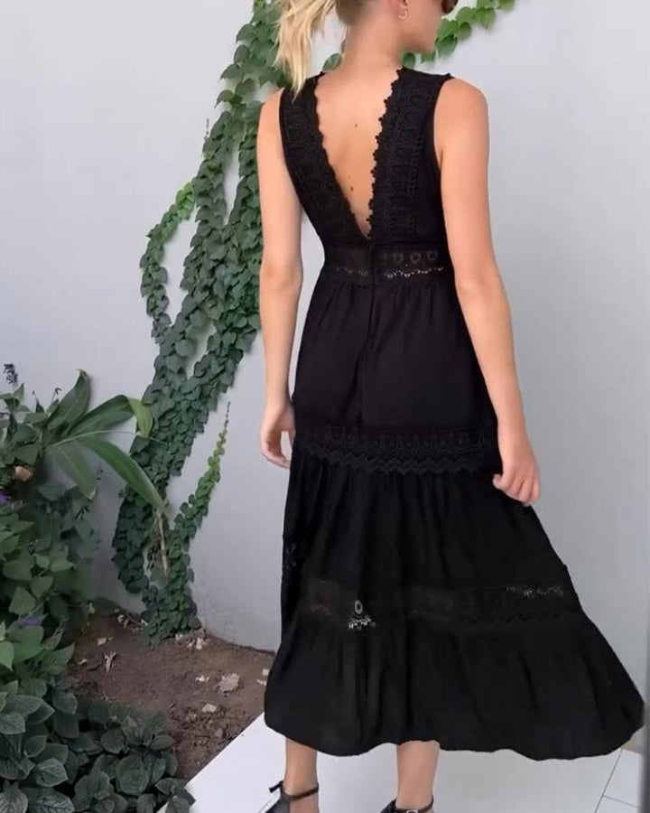 Roselina™ | Sleeveless Boho Lace Midi Dress