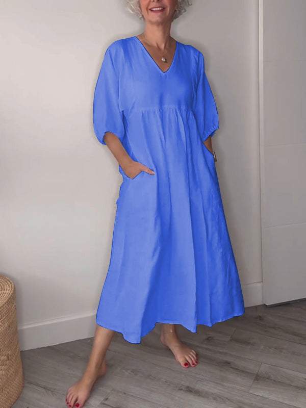 Eleanor | Relaxed Elegance V-Neck Maxi Dress