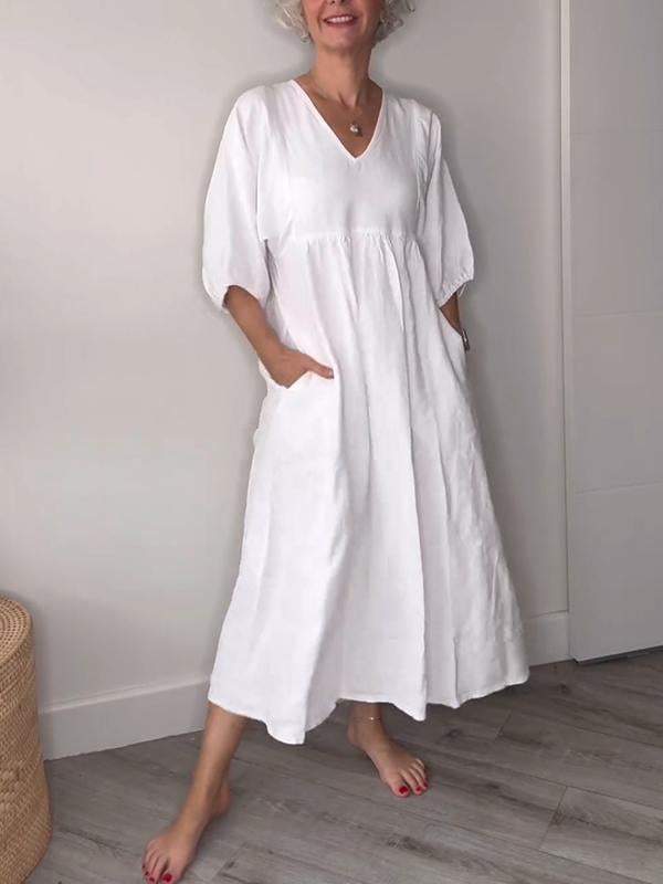 Eleanor | Relaxed Elegance V-Neck Maxi Dress