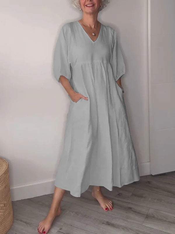 Eleanor | Relaxed Elegance V-Neck Maxi Dress