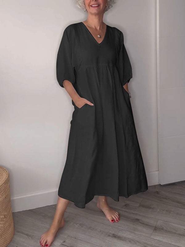 Eleanor | Relaxed Elegance V-Neck Maxi Dress