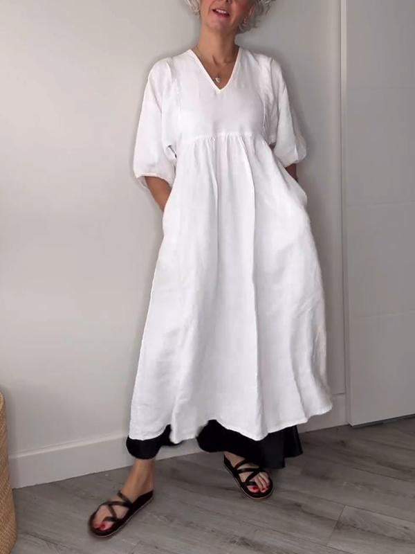 Eleanor | Relaxed Elegance V-Neck Maxi Dress