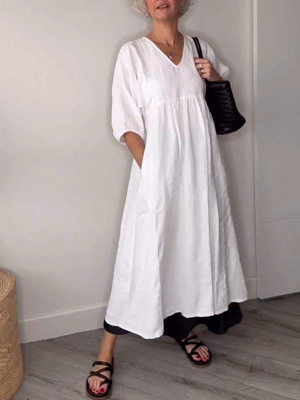 Eleanor | Relaxed Elegance V-Neck Maxi Dress