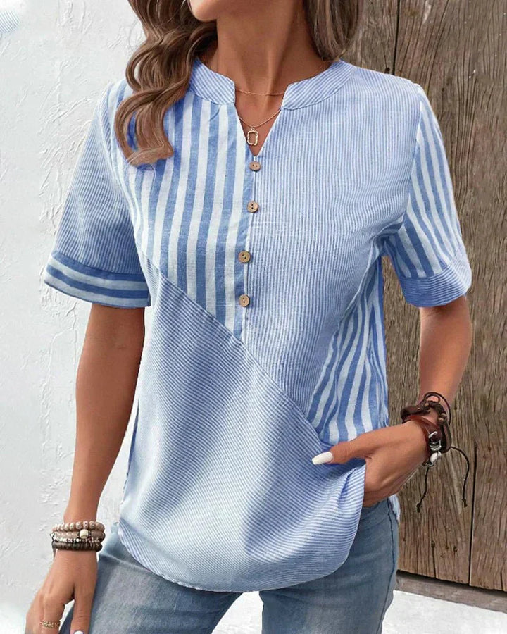 Jazzlyn | Striped Button-Up Blouse