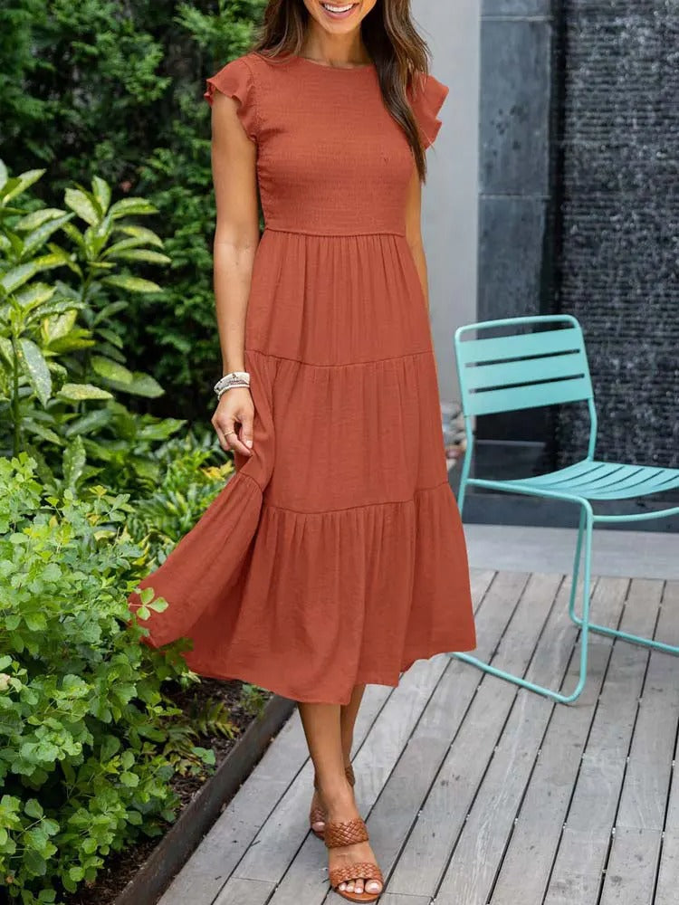 Vianne | Flowy Tiered Midi Dress