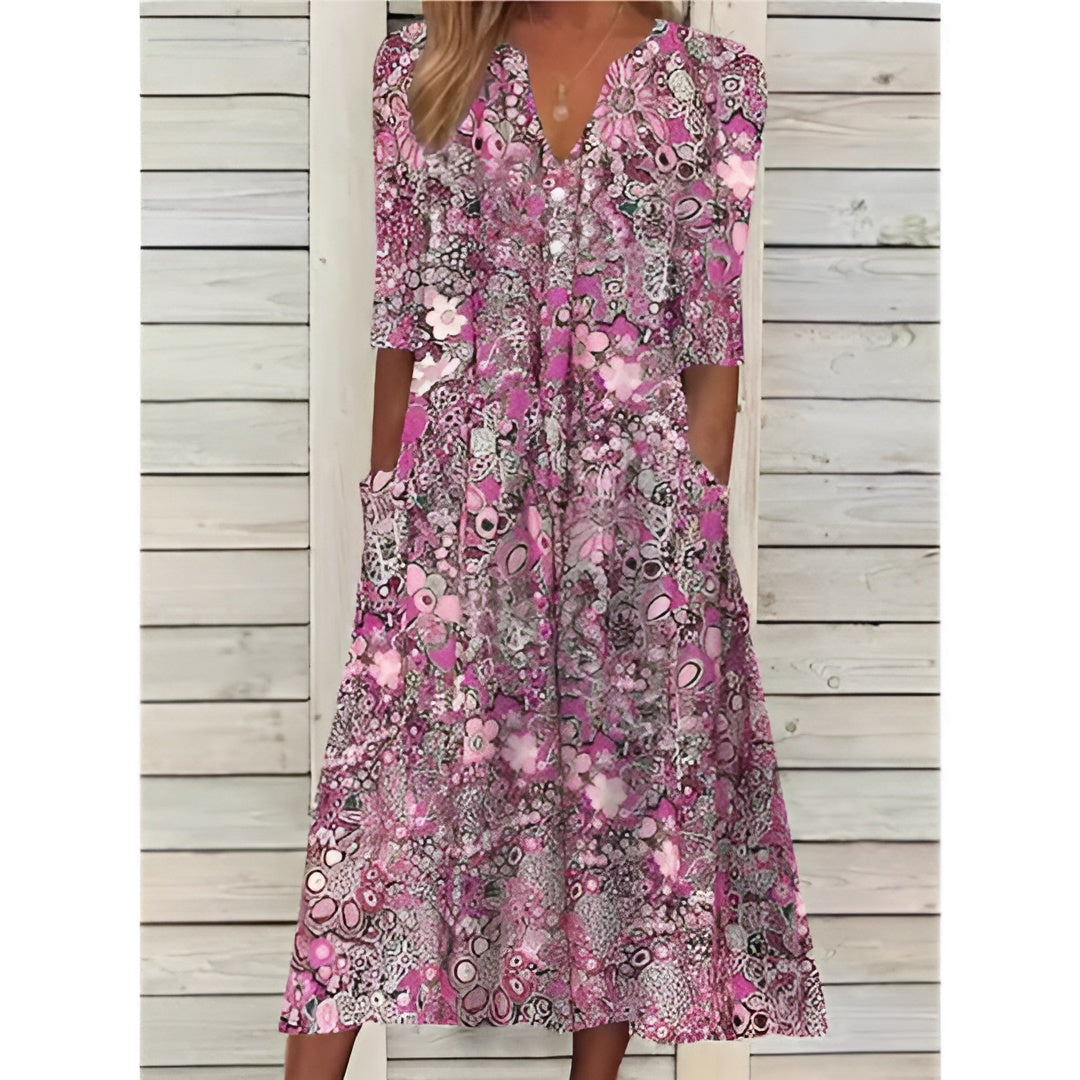 Lilou™ | Stylish Floral Shirt Dress