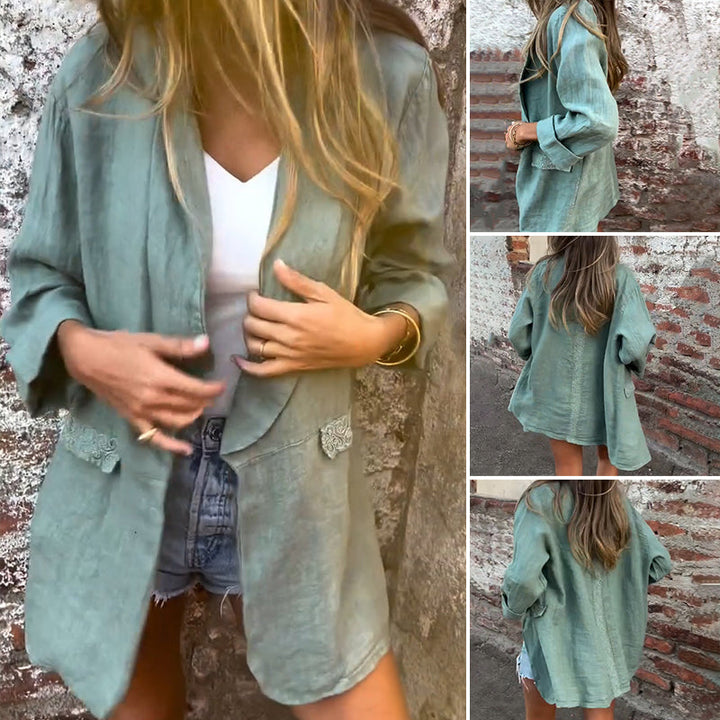 Sabrina | Linen-Cotton Open-Front Blazer